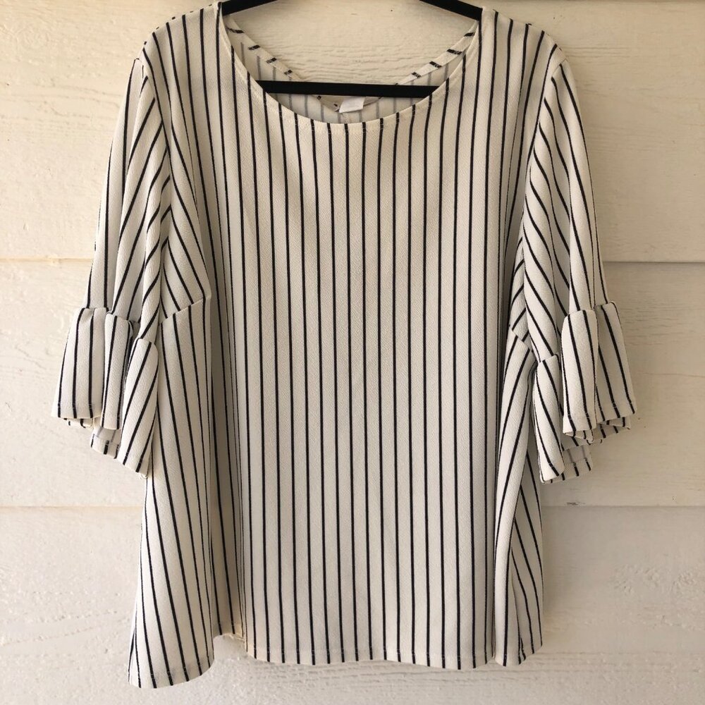 Moa Moa Women’s Summer Top Size 3X Flare Ruffle Sleeve Back Bow Detail